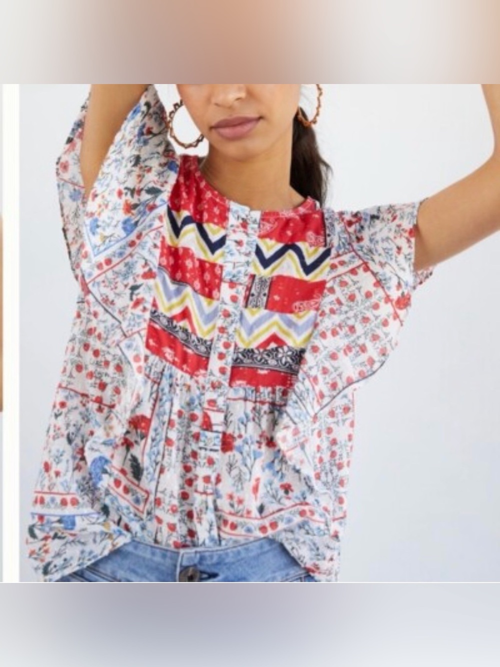 LET ME BE by Anthropologie Bandana Button Down - 2 - Picture 2 of 9